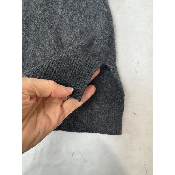 Lusso Cashmere Sweater Womens Medium Gray Pullover Turtleneck Rib Cut Out Twist - Picture 5 of 9